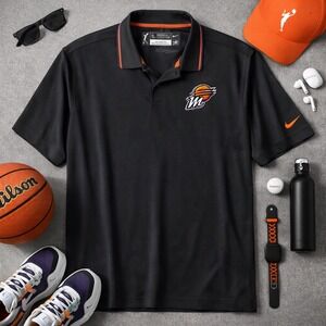 Nike Phoenix Mercury WNBA Dri-FIT Polo Shirt Womens  XL Black‎ Short Sleeve Logo